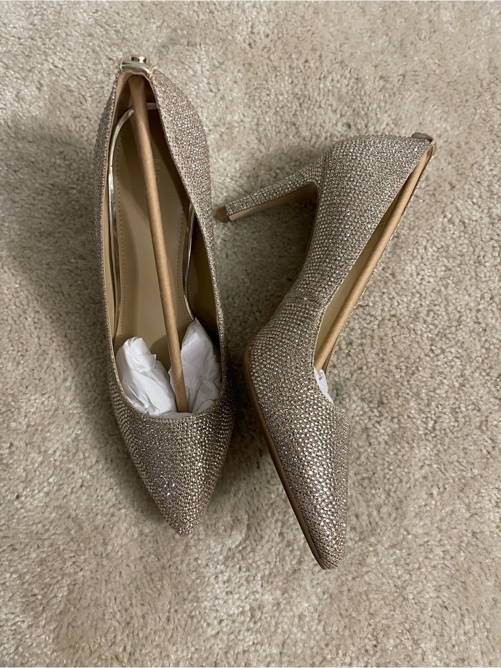 Michael Kors Champagne Glitter Pointed Toe Stiletto Heels